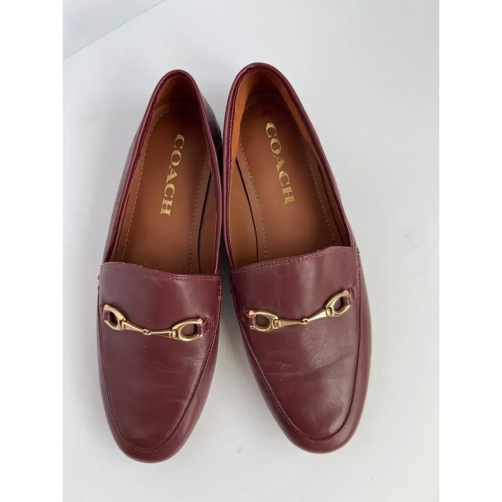 Coach Haley Wine Leather Horsebit Loafers - Classic Chic Almond Toe Flats size 6 - Picture 2 of 7
